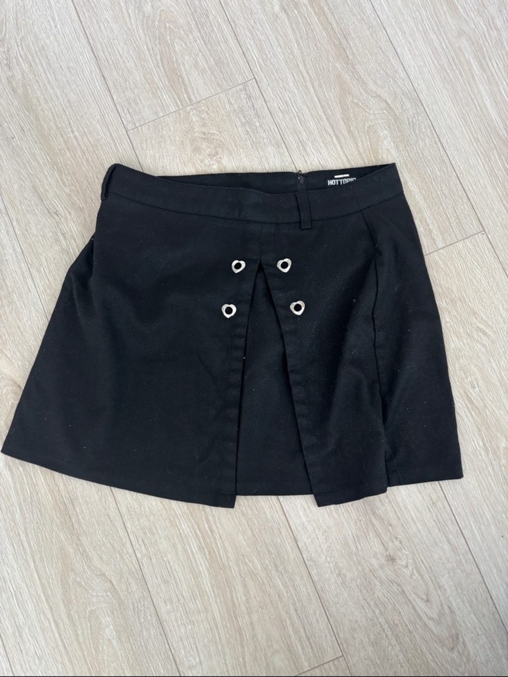 Hot Topic Black Mini Skirt with Silver Eyelet Trim